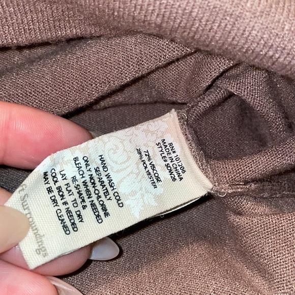 Brown Soft Surroundings Camel Turtle Neck Long Sleeve Split Hem Size 1X - Picture 3 of 7